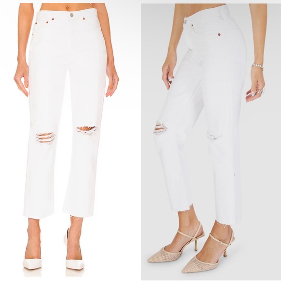 Re/Done 70s Stove Pipe Jeans Destroyed in White, Size 31 NWT $285 - Picture 1 of 10